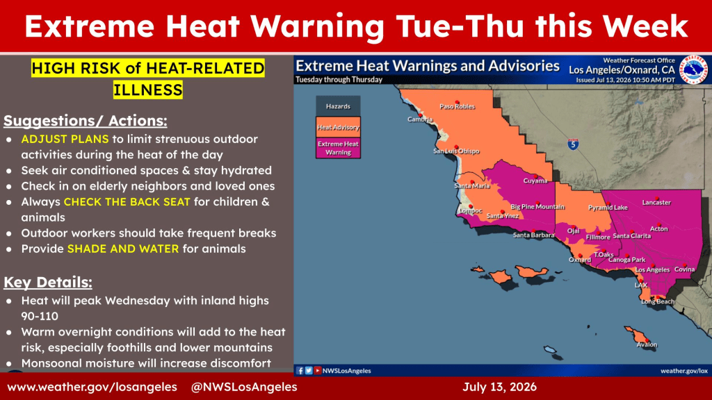 Extreme heat warning covers much of LA County, inland Orange County – Daily Breeze