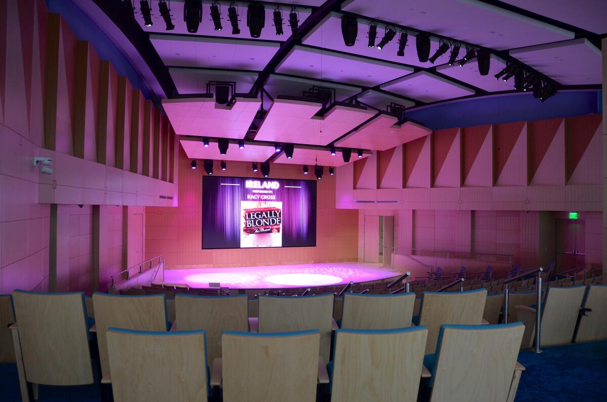 The interior of the $23.4-million Witte Hall at the Newport Beach Central Library.