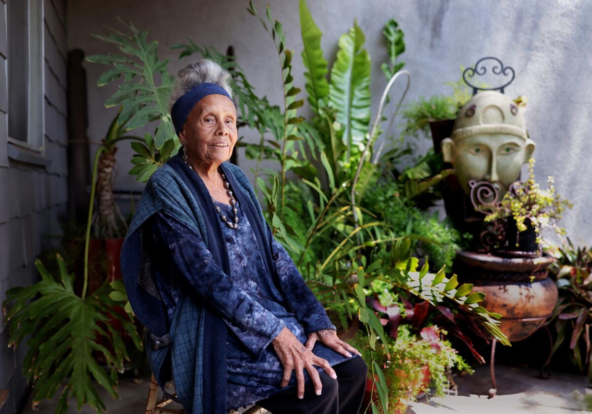 Artist Betye Saar is photographed at her home in Laurel Canyon