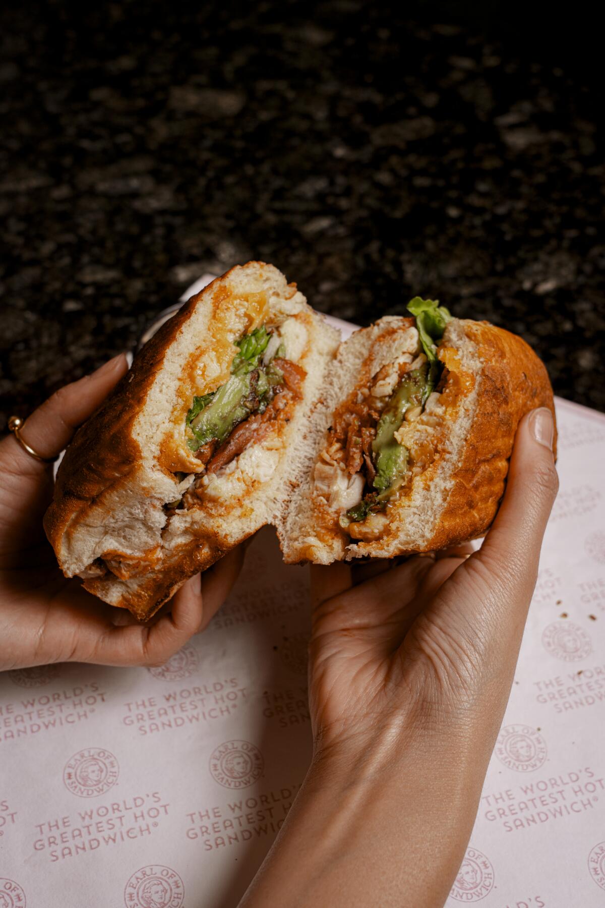 Chicken chipotle avocado sandwich at Earl of Sandwich in Anaheim.