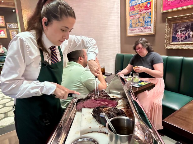 The USDA Prime Rib Cart at the Gordon Ramsay at the Carnaby restaurant in Downtown Disney. (Photo by Brady MacDonald, Orange County Register/SCNG)
