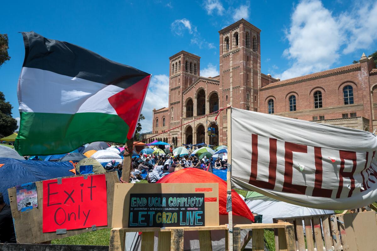 A pro-Palestinian encampment at UCLA in 2024.