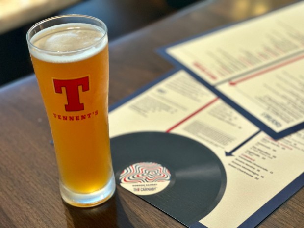 A Tennent's Lager at the Gordon Ramsay at the Carnaby restaurant in Downtown Disney. (Photo by Brady MacDonald, Orange County Register/SCNG)