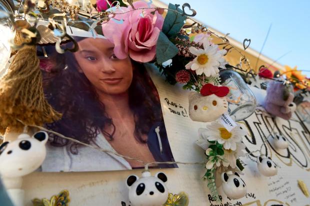 A makeshift memorial for Celeste Rivas Hernandez.