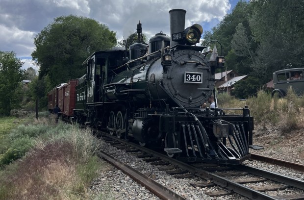 Knott's Berry Farm Locomotive 340 operates on the Durango & Silverton line. (Courtesy of Mike Arciniega/Knott's Berry Farm)