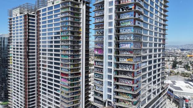 A U.S. Bankruptcy Court judge has cleared the path for sale of the abandoned graffiti-covered development in downtown L-A -- popularly known as the Graffiti Towers. The ruling happened because of the withdrawal of objections by both the city of Los Angeles and Los Angeles County during a hearing on Monday.  The site across from the Los Angeles Convention Center is seen on Tuesday, July 21, 2026.  (Photo by Dean Musgrove, Los Angeles Daily News/SCNG)A U-S Bankruptcy Court judge has cleared the path for sale of the abandoned graffiti-covered development in downtown L-A -- popularly known as the ''Graffiti Towers.'' The ruling happened because of the withdrawal of objections by both the city of Los Angeles and Los Angeles County during a hearing on Monday.  The site across from the Los Angeles Convention Center on Tuesday, July 21, 2026.  (Photo by Dean Musgrove, Los Angeles Daily News/SCNG)