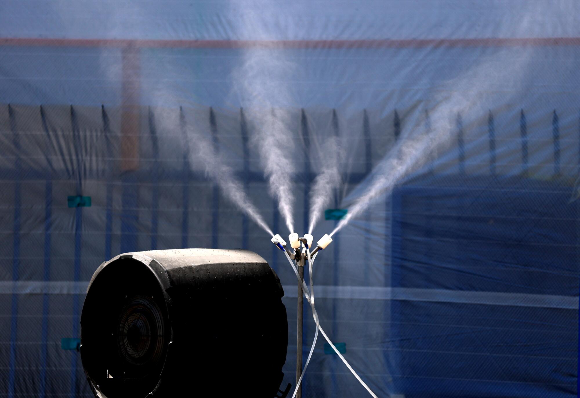 Deodorizing misters are being used during work at Lineage Logistics.