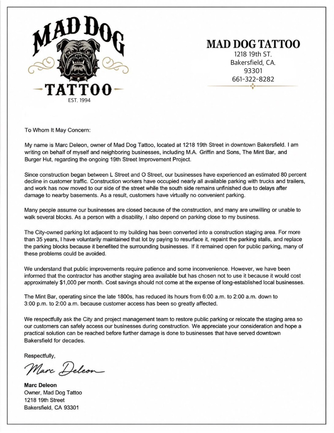 Mad Dog Tattoo letter