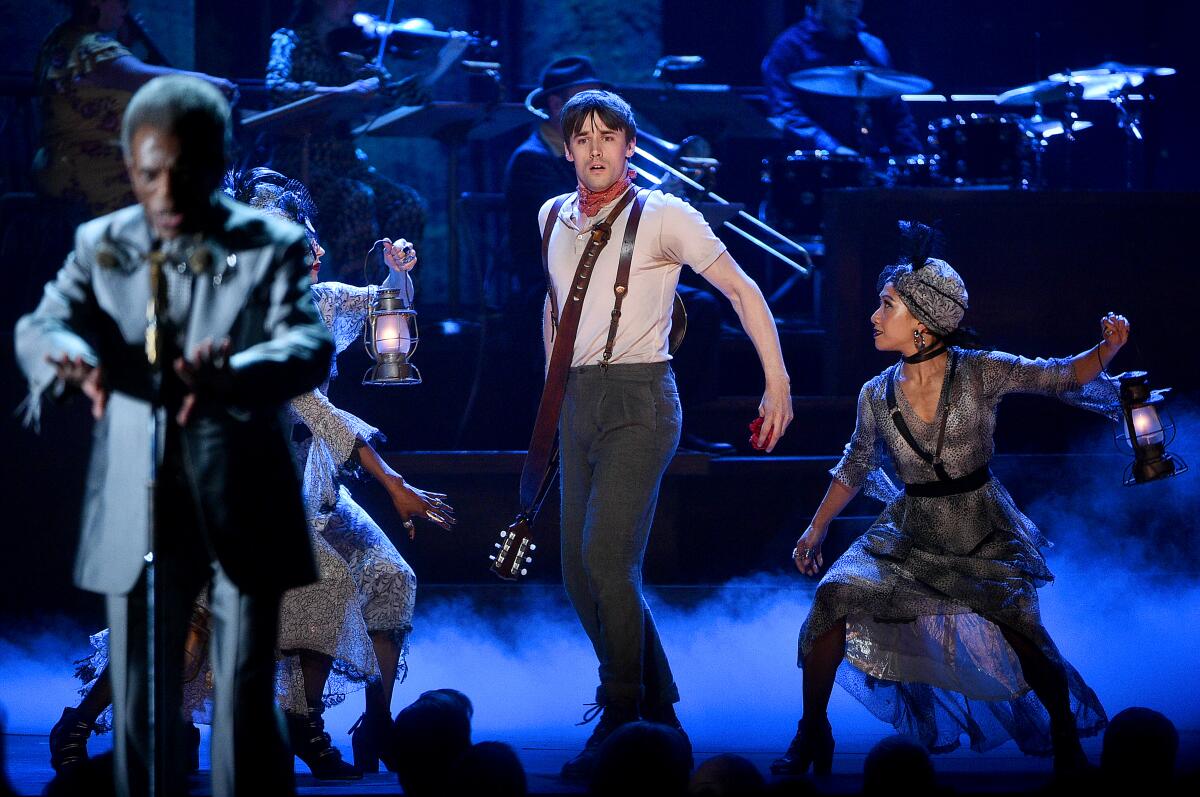 The cast of Hadestown perform onstage during the 2019 Tony Awards at Radio City Music Hall.