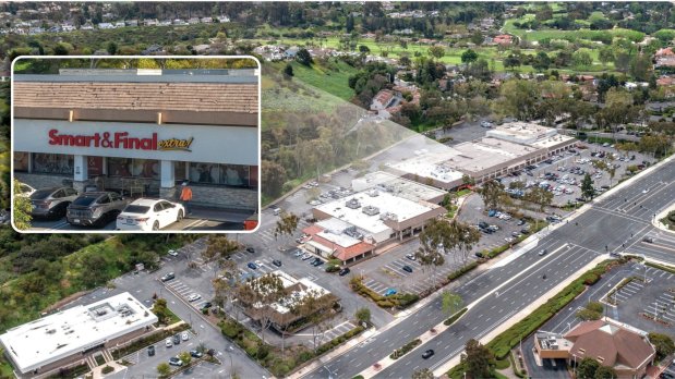 Crown Valley Mall, a 62,627-square-foot grocery-anchored shopping center in Laguna Niguel, sold June 30 for $20.5 million. JLL, which represented the seller, said the same family had owned the property since it was completed in 1969. The buyer was Asana Partners. (Photo courtesy of JLL)