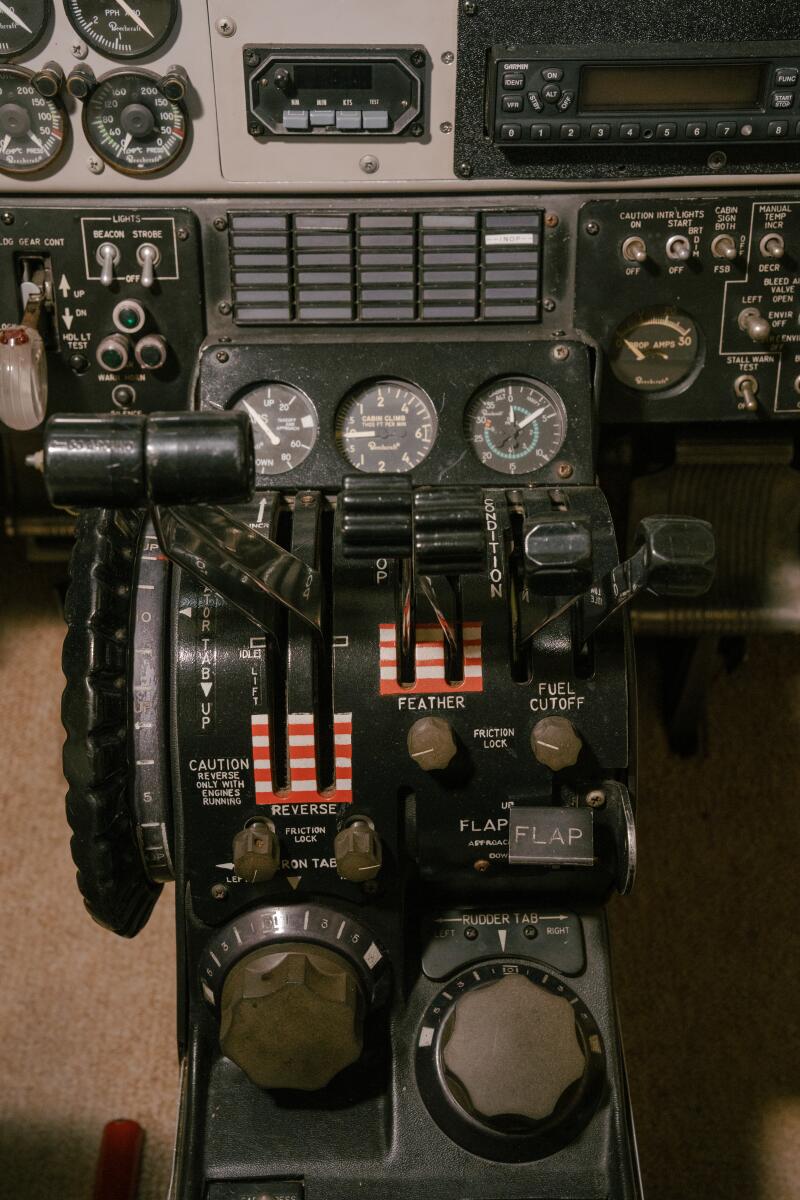 Flight instrumentation is installed in the cockpit of a Beechcraft King Air aircraft.