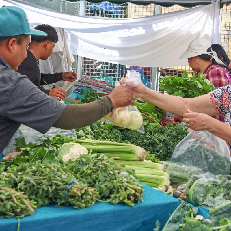 Some vendors at the Central Avenue Farmers Market are open to bartering or trading with customers experiencing food scarcity.