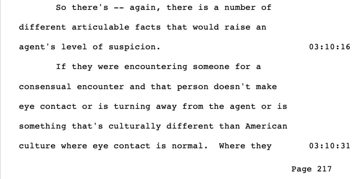 In a February 2026 deposition, an acting deputy chief with Border Patrol testifies about cultural signs.