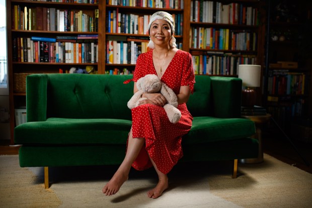 Vicky Pan, 46, of Moraga, is photographed at her home in Moraga, Calif., on Thursday, July 16, 2026. Pan was diagnosed with triple negative breast cancer and underwent a robotic single-port mastectomy, the first of its kind in the United States, at Sutter Health's Alta Bates Summit Medical Center in Oakland. Pan is now in remission but continuing chemotherapy and immunotherapy to prevent recurrence. (Jose Carlos Fajardo/Bay Area News Group)