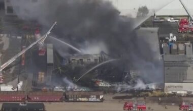 Massive fire breaks out at warehouse in Vernon