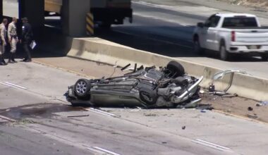 Man dies after hitting 2 vehicles before flipping car over Highway 99 embankment, police say