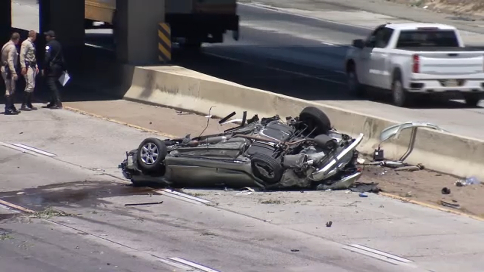 Man dies after hitting 2 vehicles before flipping car over Highway 99 embankment, police say