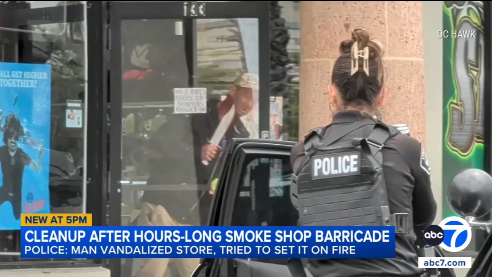 Fullerton smoke shop vandalized by armed man during 4-hour standoff, police say