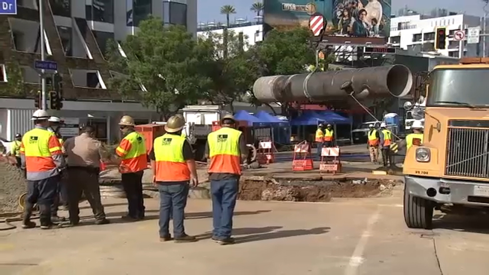Crews making progress repairing massive water main break in West Hollywood
