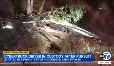 Chase involving Cybertruck driver ends in crash, standoff on 118 Freeway in Chatsworth