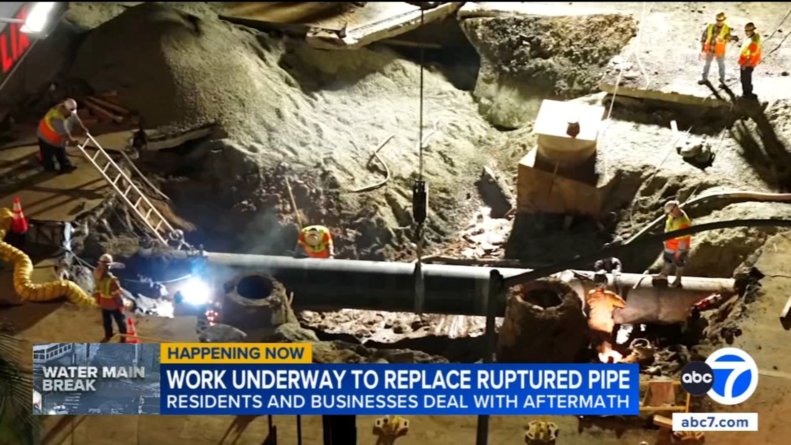 Crews install new section of pipe after West Hollywood water main break