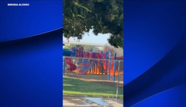 Fire destroys part of Pinedale Elementary School playground in Northwest Fresno
