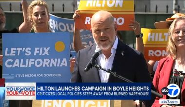 Steve Hilton takes California governor campaign to Boyle Heights, criticizes response to warehouse fire cleanup