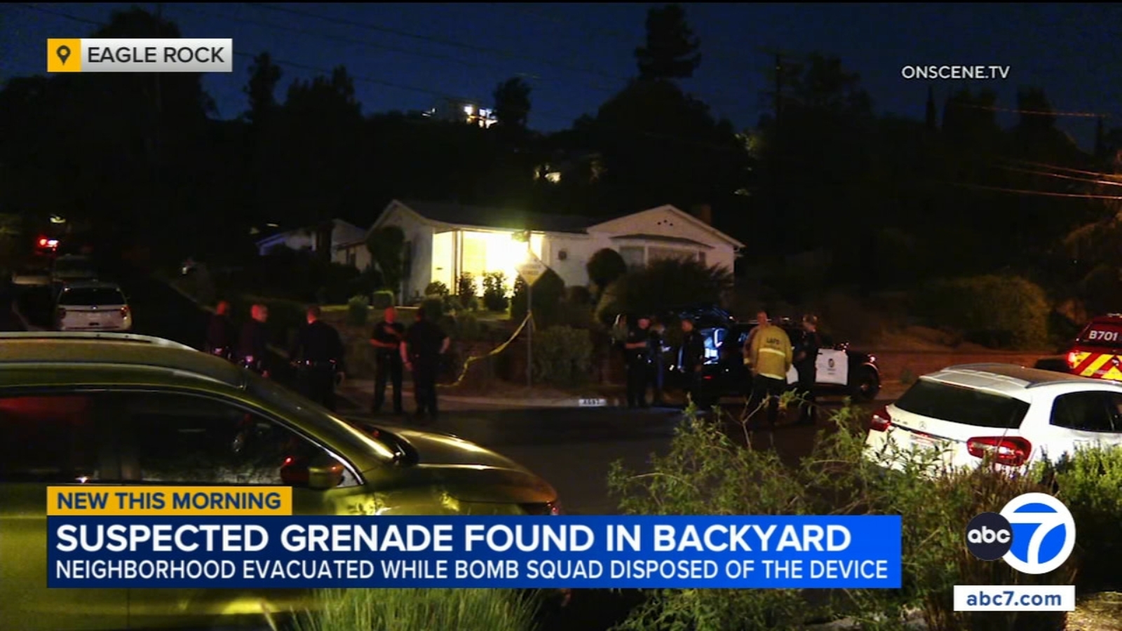 Suspected grenade found in Eagle Rock backyard, forcing temporary evacuation of residents