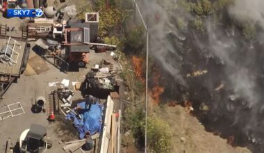 Crews respond to grass fire in San Francisco Hunter's Point neighborhood at Quesada Avenue and Fitch Street