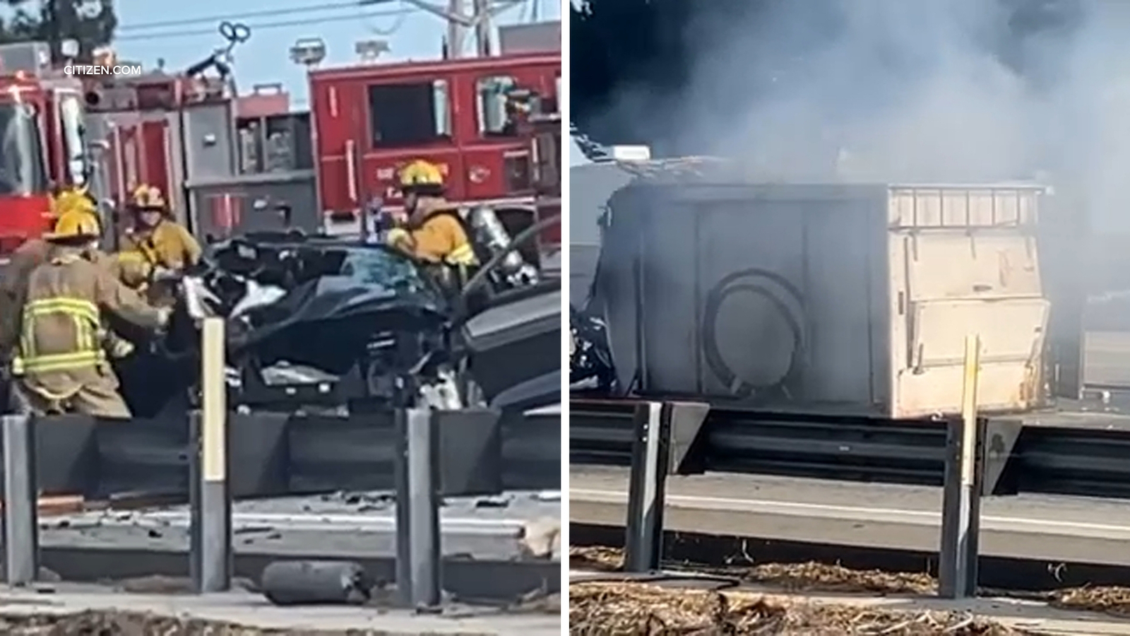 Multiple people hurt, truck engulfed in flames in wrong-way crash on 210 Freeway in Lake View Terrace