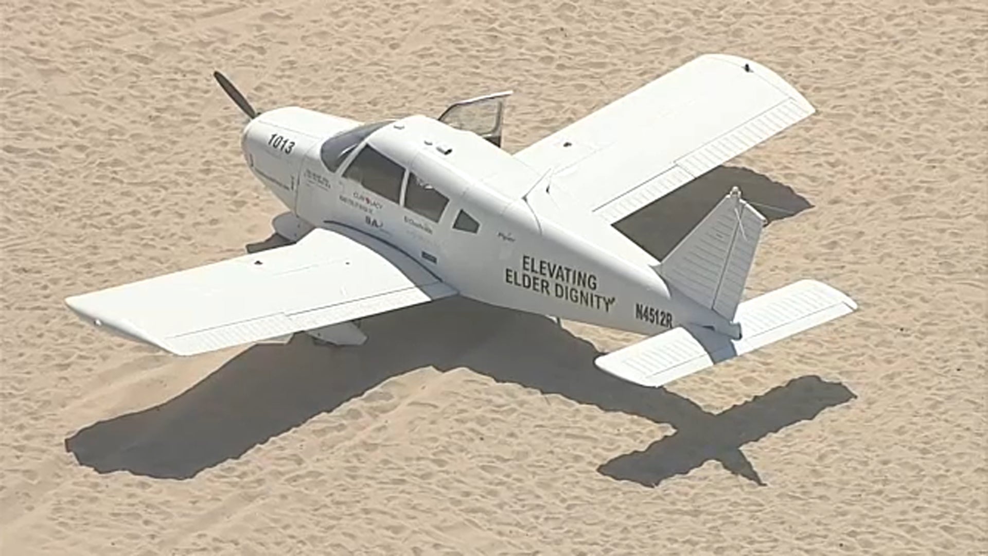 The Piper PA-28 landed on the state beach south of Magnolia Street early Monday afternoon, according to Jessica Cuchilla of the Huntington Beach Police Department