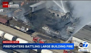 Massive fire erupts at commercial building in Vernon, forcing firefighters into defensive mode