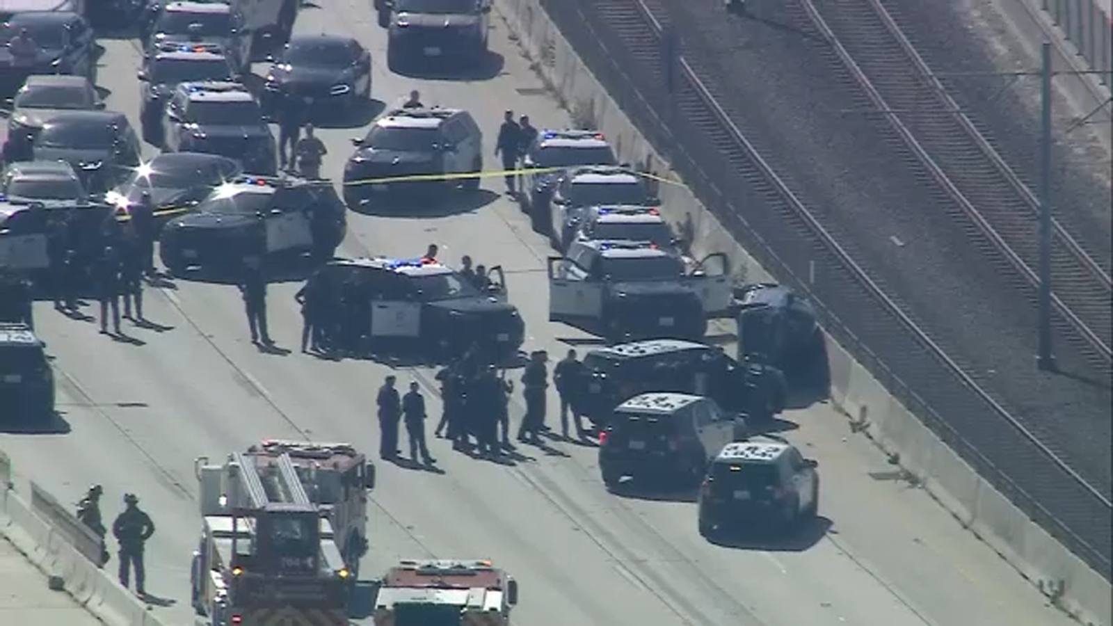 Chase ends in crash, shutting down eastbound 105 Freeway in South LA