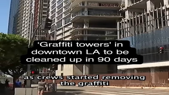 Graffiti Towers Cleanup Efforts Beginning to Take Shape