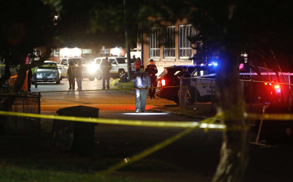 Police investigating a shooting in the Young Terrace neighborhood of Norfolk, Virginia.