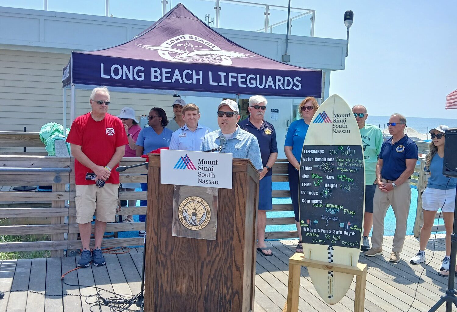 Dr. David Neubert, an EMS physician at Mount Sinai South Nassau Hospital, spoke at a news conference about the risks of heat stroke.