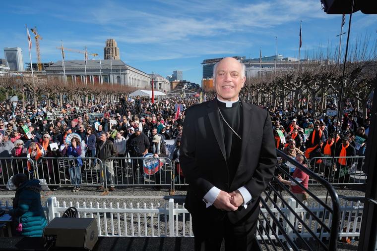 Archbishop Salvatore Cordileone at a Walk for Life event in San Francisco.
