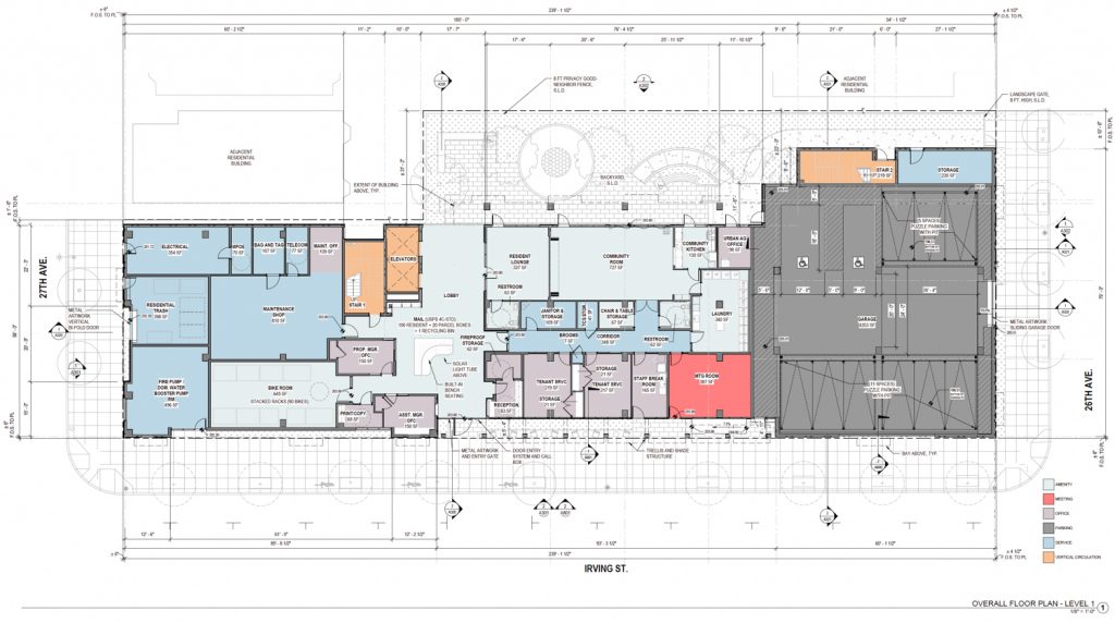 2550 Irving Street floor plan, rendering by Pyatok Architects