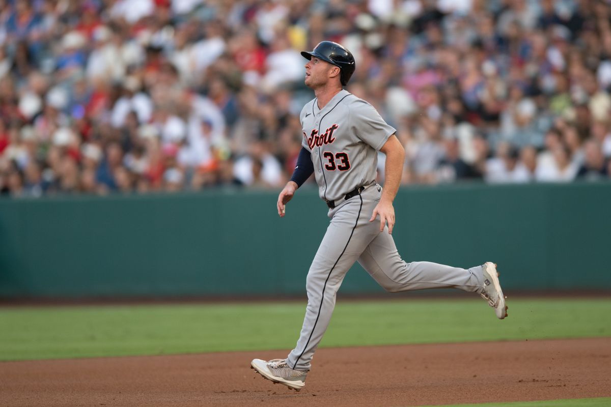 Detroit Tigers infielder Colt Keith (33) runs to second base during an MLB game between the Detroit Tigers and the Los Angeles Angels on Saturday, July 18, 2026 at Angels Stadium in Anaheim Calif Detroit Tigers infielder Colt Keith (33) runs to second base during an MLB game between the Detroit Tigers and the Los Angeles Angels on Saturday, July 18, 2026 at Angels Stadium in Anaheim Calif