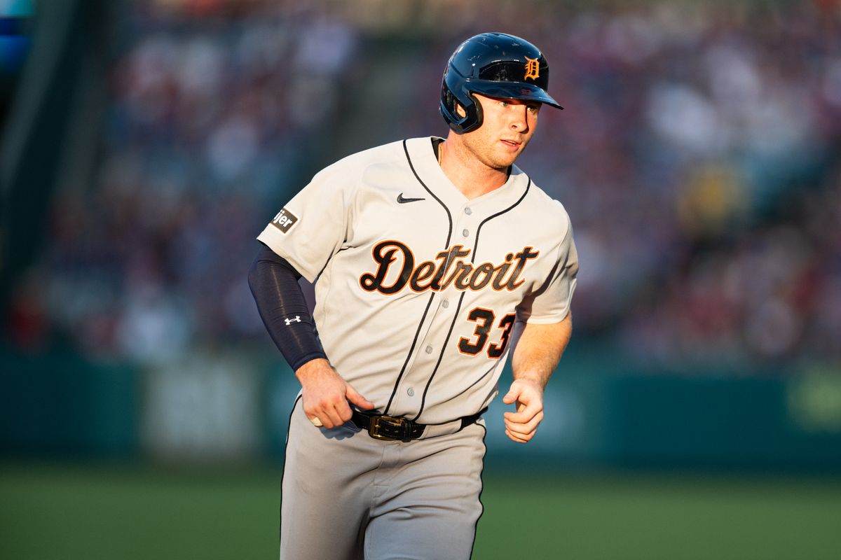 Detroit Tigers infielder Colt Keith (33) runs to third base during an MLB game between the Detroit Tigers and the Los Angeles Angels on Saturday, July 18, 2026 at Angels Stadium in Anaheim Calif Detroit Tigers infielder Colt Keith (33) runs to third base during an MLB game between the Detroit Tigers and the Los Angeles Angels on Saturday, July 18, 2026 at Angels Stadium in Anaheim Calif