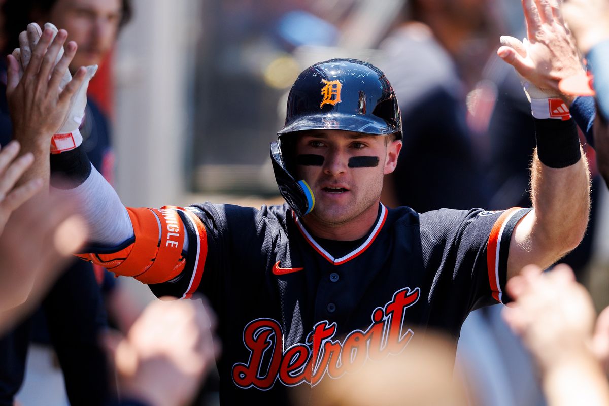 Kevin McGonigle #7 of the Detroit Tigers celebrates his home run with teammates in the dugout during the game against the Los Angeles Angels at Angel Stadium of Anaheim on July 19, 2026 in Anaheim, California. Kevin McGonigle #7 of the Detroit Tigers celebrates his home run with teammates in the dugout during the game against the Los Angeles Angels at Angel Stadium of Anaheim on July 19, 2026 in Anaheim, California.