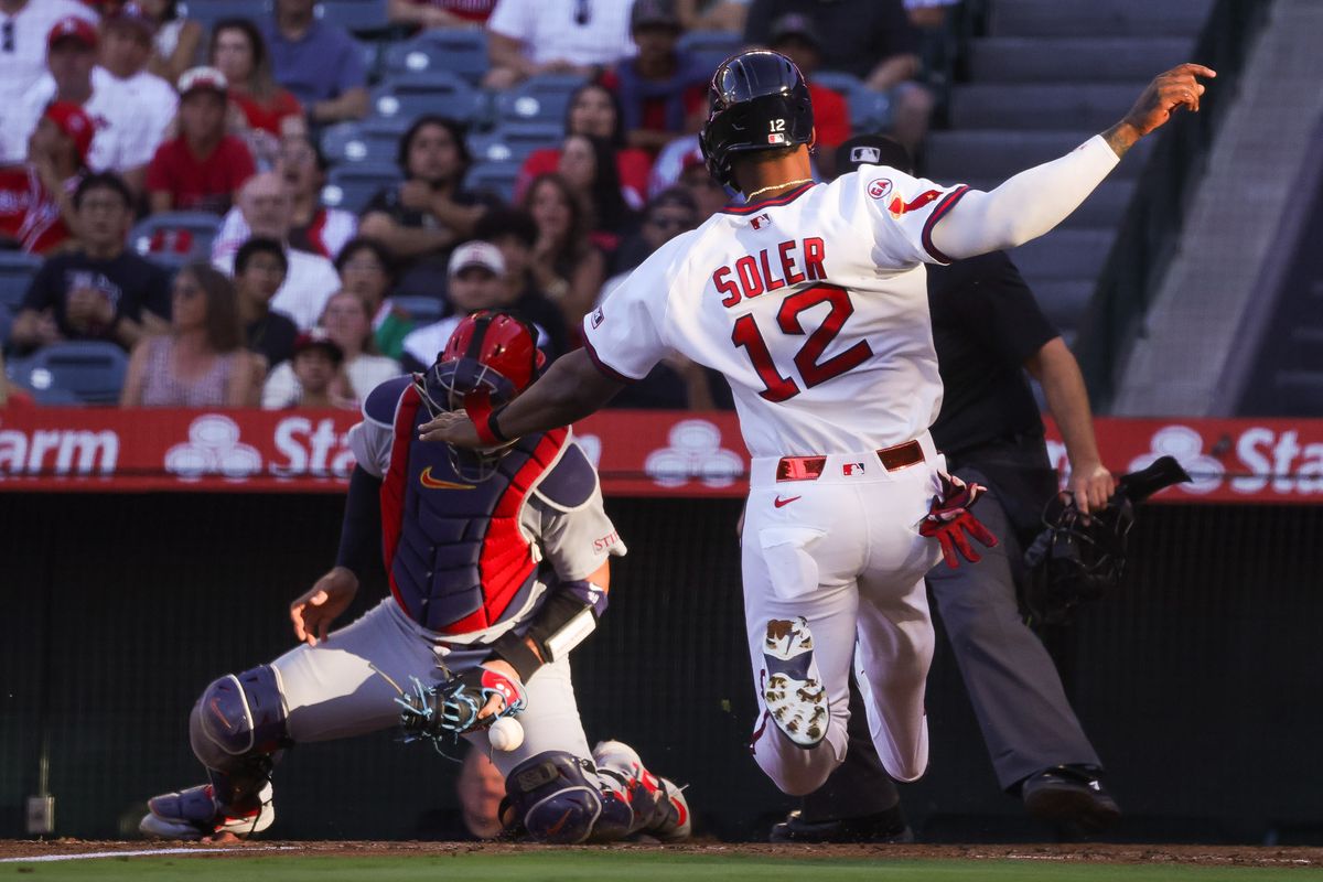 Los Angeles Angels designated hitter Jorge Soler (12) slides into home plate during the MLB game against the St. Louis Cardinals Tuesday July 21st, 2026 at Angel Stadium in Anaheim, Calif. Los Angeles Angels designated hitter Jorge Soler (12) slides into home plate during the MLB game against the St. Louis Cardinals Tuesday July 21st, 2026 at Angel Stadium in Anaheim, Calif.