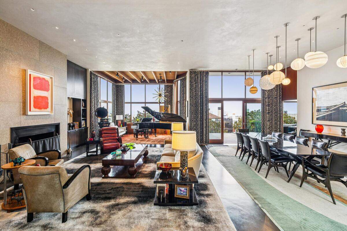 A view inside the modern limestone-and-wood residence shows part of the Pacific Heights estate owned by Nicola Miner and Robert Mailer Anderson.