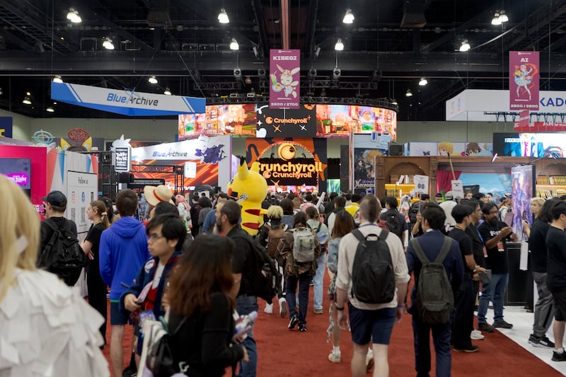 Convention attendees walking