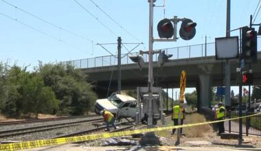 Person taken to hospital after truck collides with SacRT train