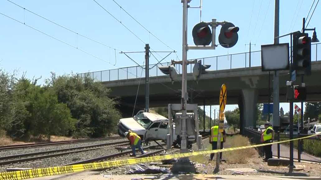 Person taken to hospital after truck collides with SacRT train