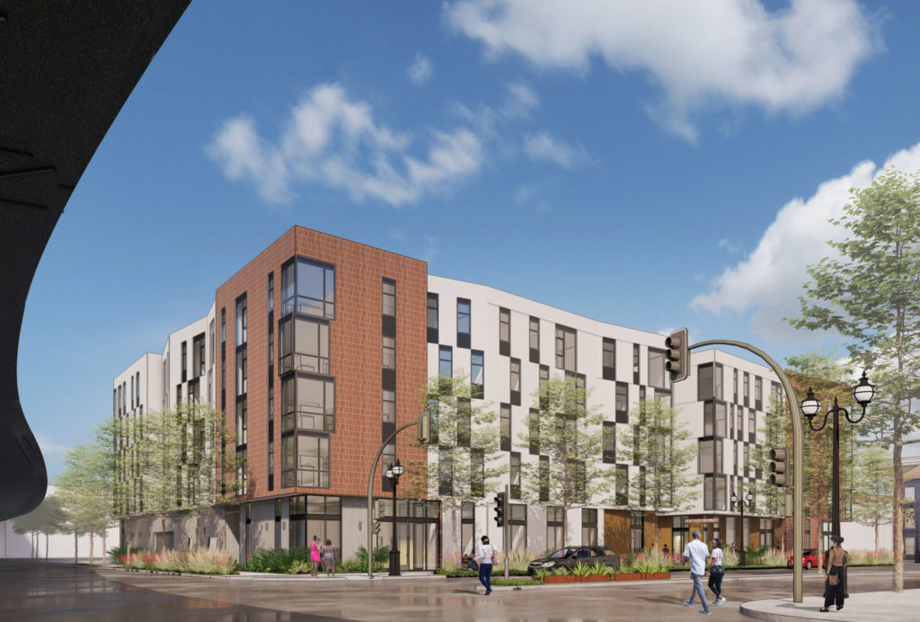 430 Broadway from along 5th Street, rendering by David Baker Architects