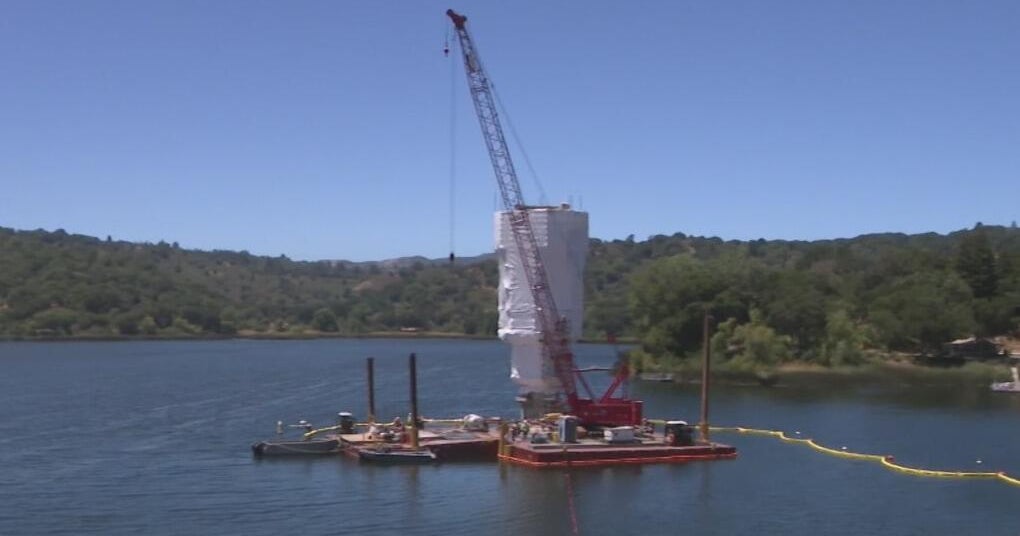 Crews begin demolishing top of historic Lafayette Reservoir tower for seismic upgrade