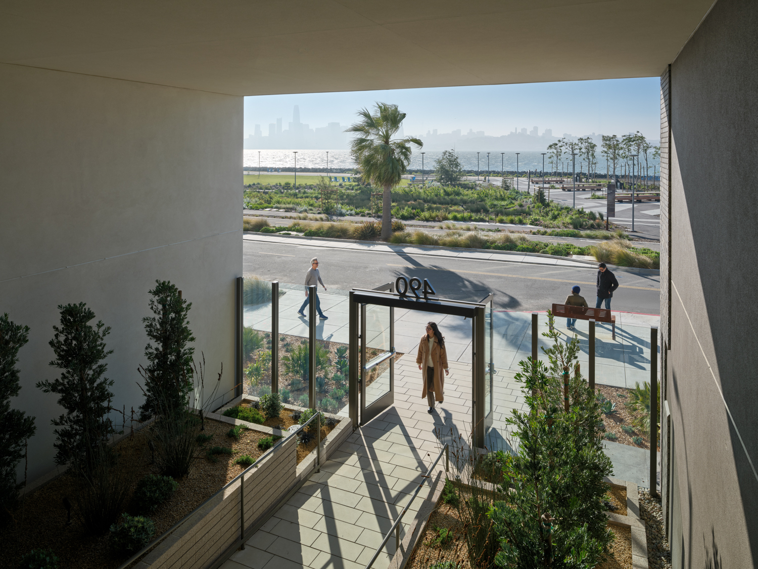 490 Avenue of the Palms lobby entrance, image by Bruce Damonte