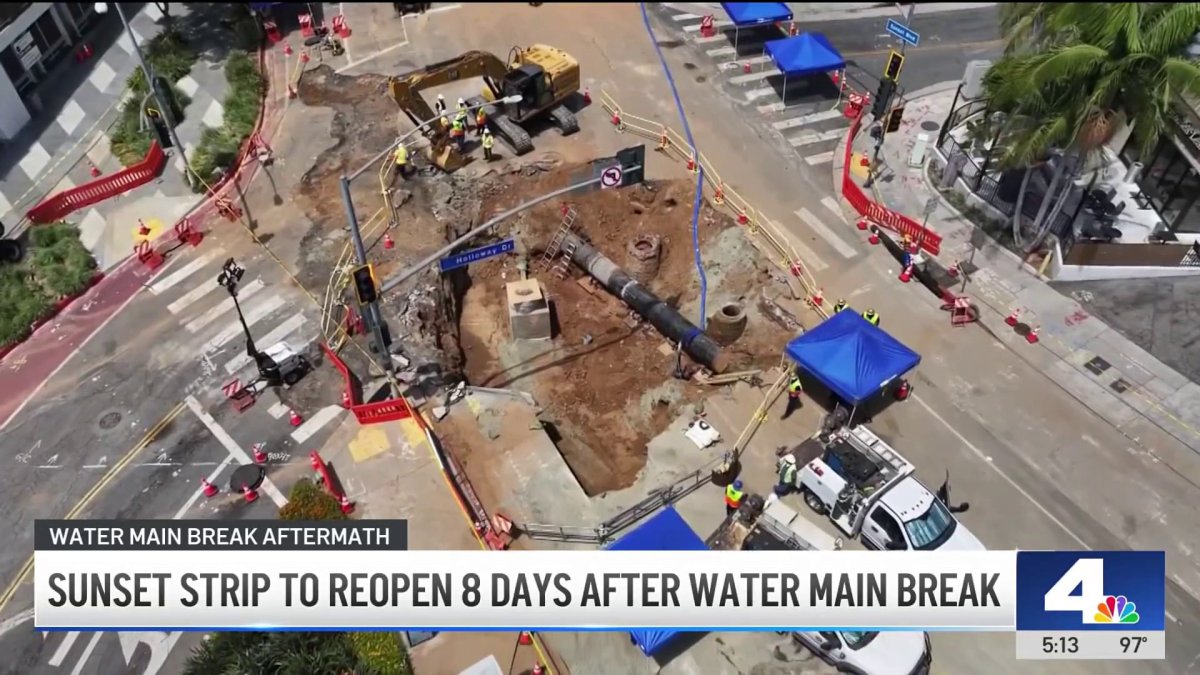 Crews putting final touches on Sunset Boulevard before its reopening – NBC Los Angeles